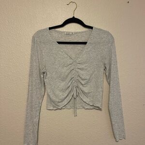 Cotton On Light Gray Ruched Long Sleeve Top